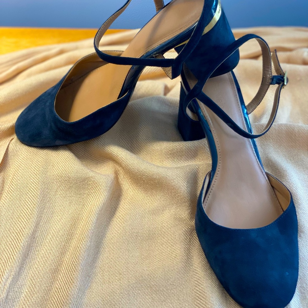 Calvin Klein Navy Suede Block Heel Sandals💙